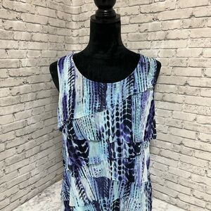 Chico's Artistic Blue and Purple Tank Top